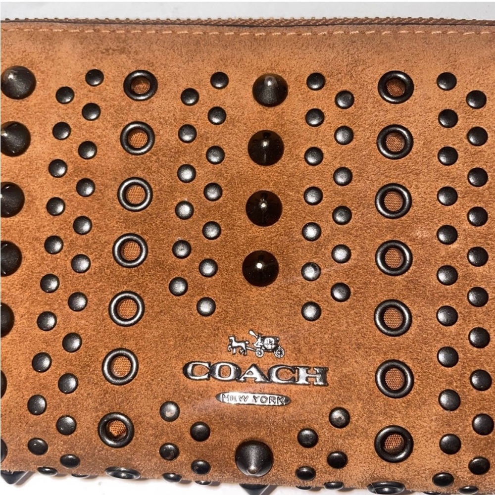 Coach Brown suede Studded Wallet - Picture 2 of 5